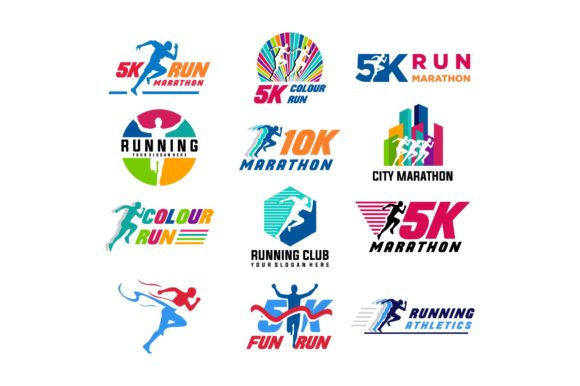 Run Sport Club Logo Templates Set: Dynamic Branding Assets