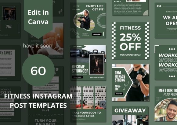 Streamline Your Fitness Brand with 60 Social Media Templates