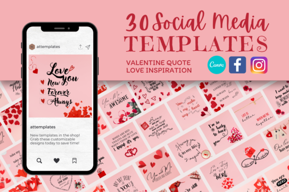 Valentine Love Quotes Canva Templates for Social Media